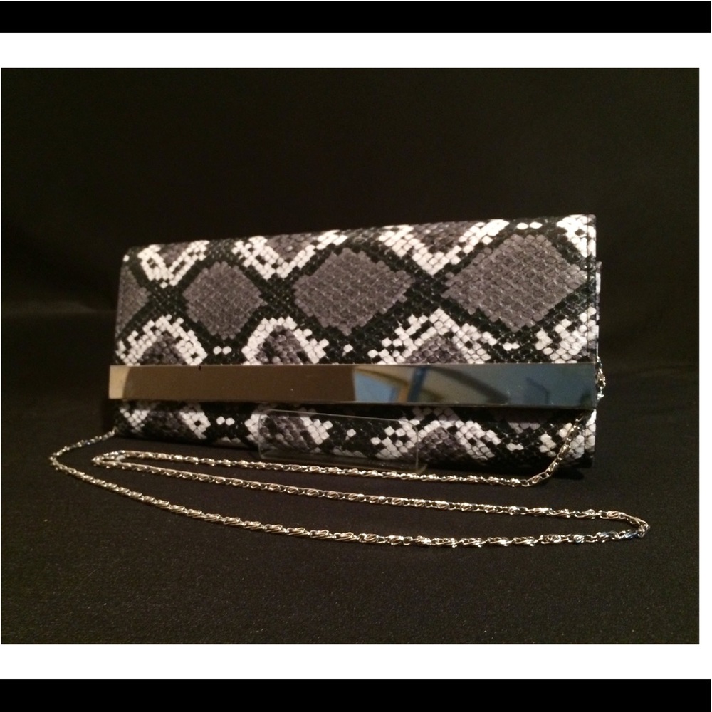 Faux Snakeskin Clutch/Chain Purse - SO GLAM